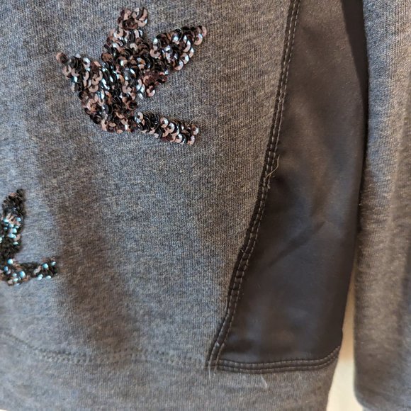 Anthropologie Leifnotes Navy Blue "Migrating Birds" Sequin Sweatshirt - Picture 8 of 11
